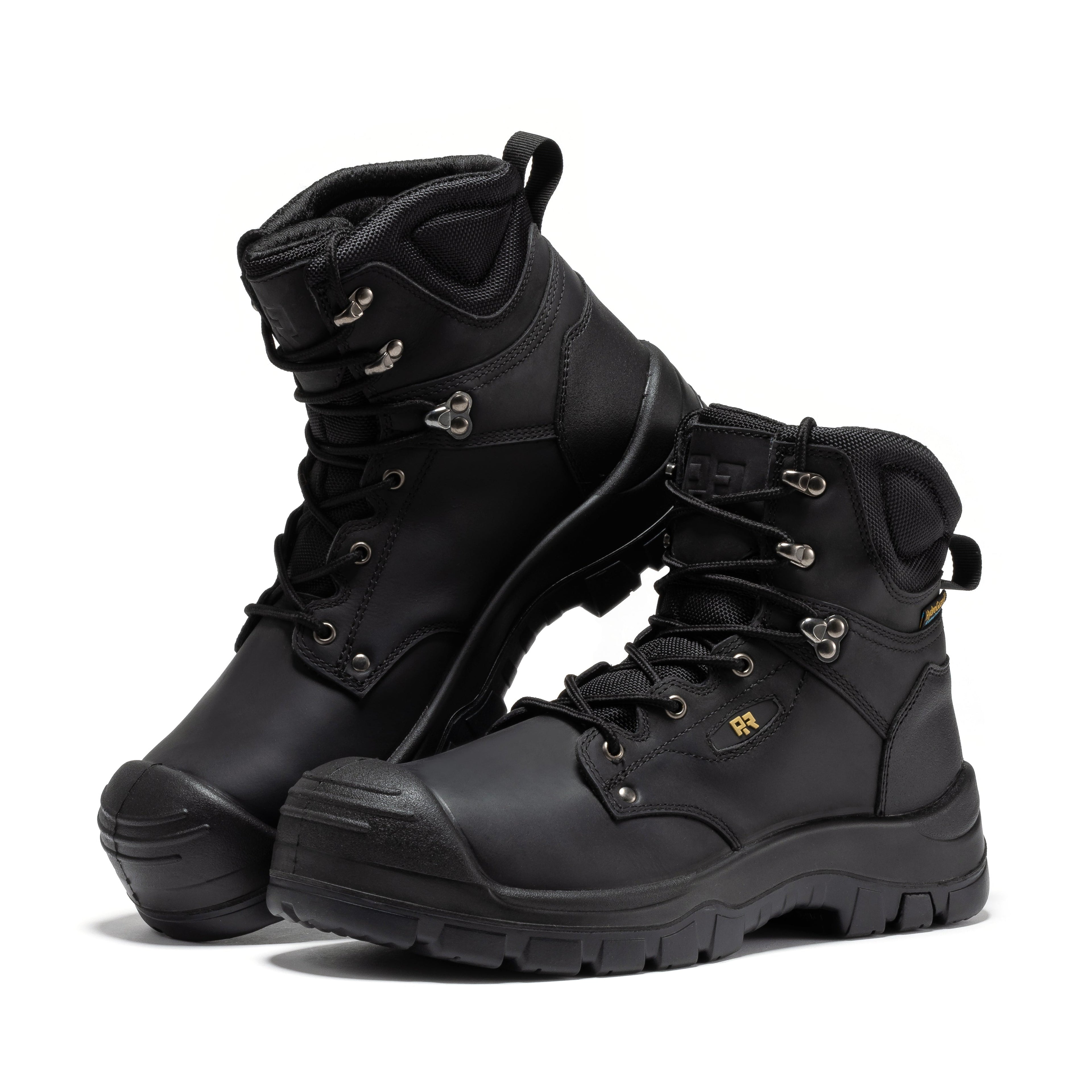 ROCKROOSTER Woodland Black 6 inch Waterproof Composite Toe Leather Work Boots AK662